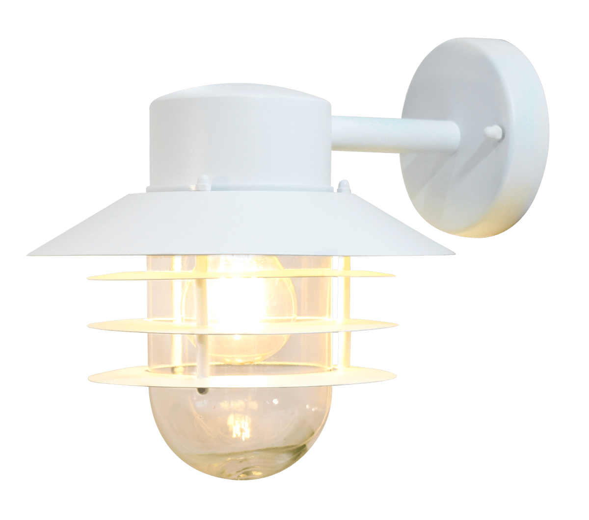 Ystad Blanco lámpara de exterior De Nordic Lighting - El aplique de pared Ystad es una l&aacute;mpara de exterior cl&aacute;sica y elegante, fabricada en acero inoxidable con cristal transparente.