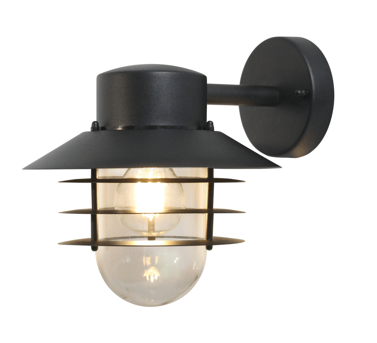 Ystad Negro lámpara de exterior De Nordic Lighting - La luz se difunde suavemente a través del cristal, creando un ambiente acogedor en la entrada, la fachada o la pared de la casa.