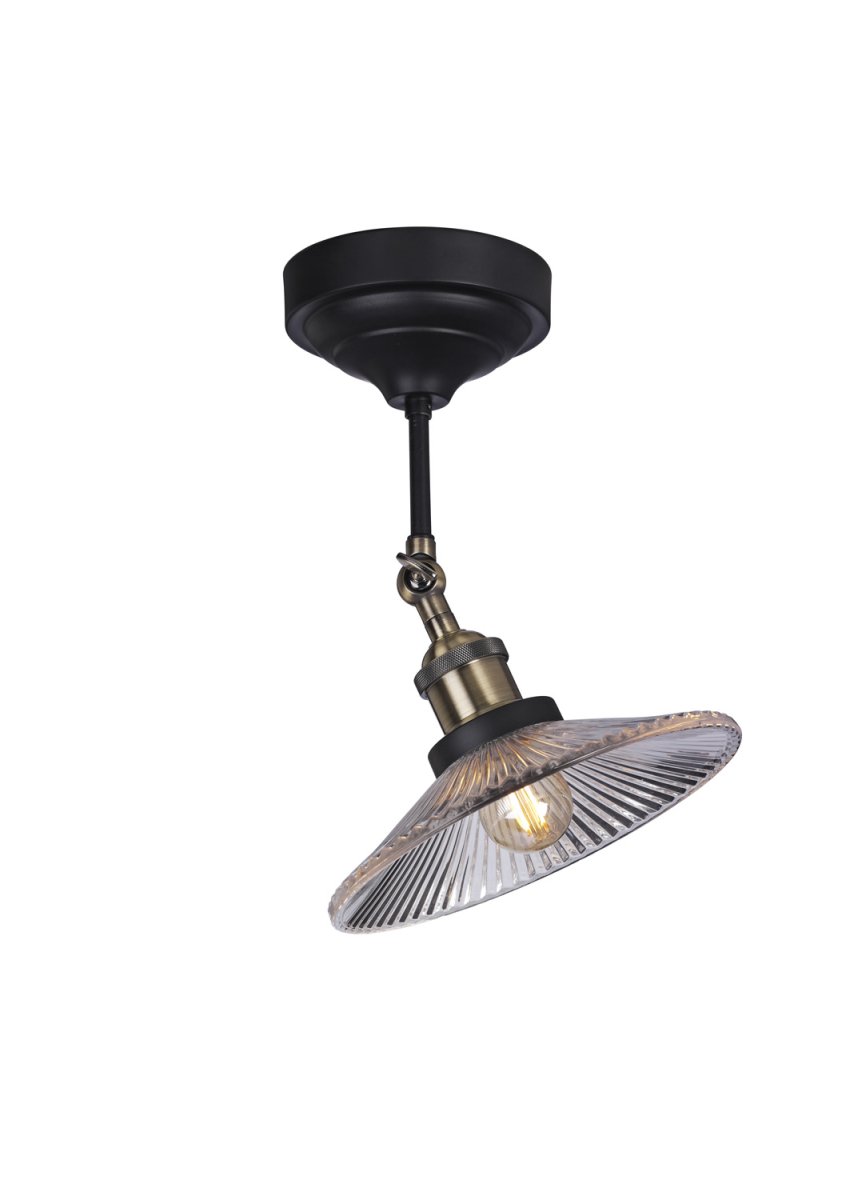 Cobble Ø21.5 Negro plafón De Cottex - Con su pantalla de cristal decorativa y su fuente de luz abierta, crea una luz agradable y acogedora.