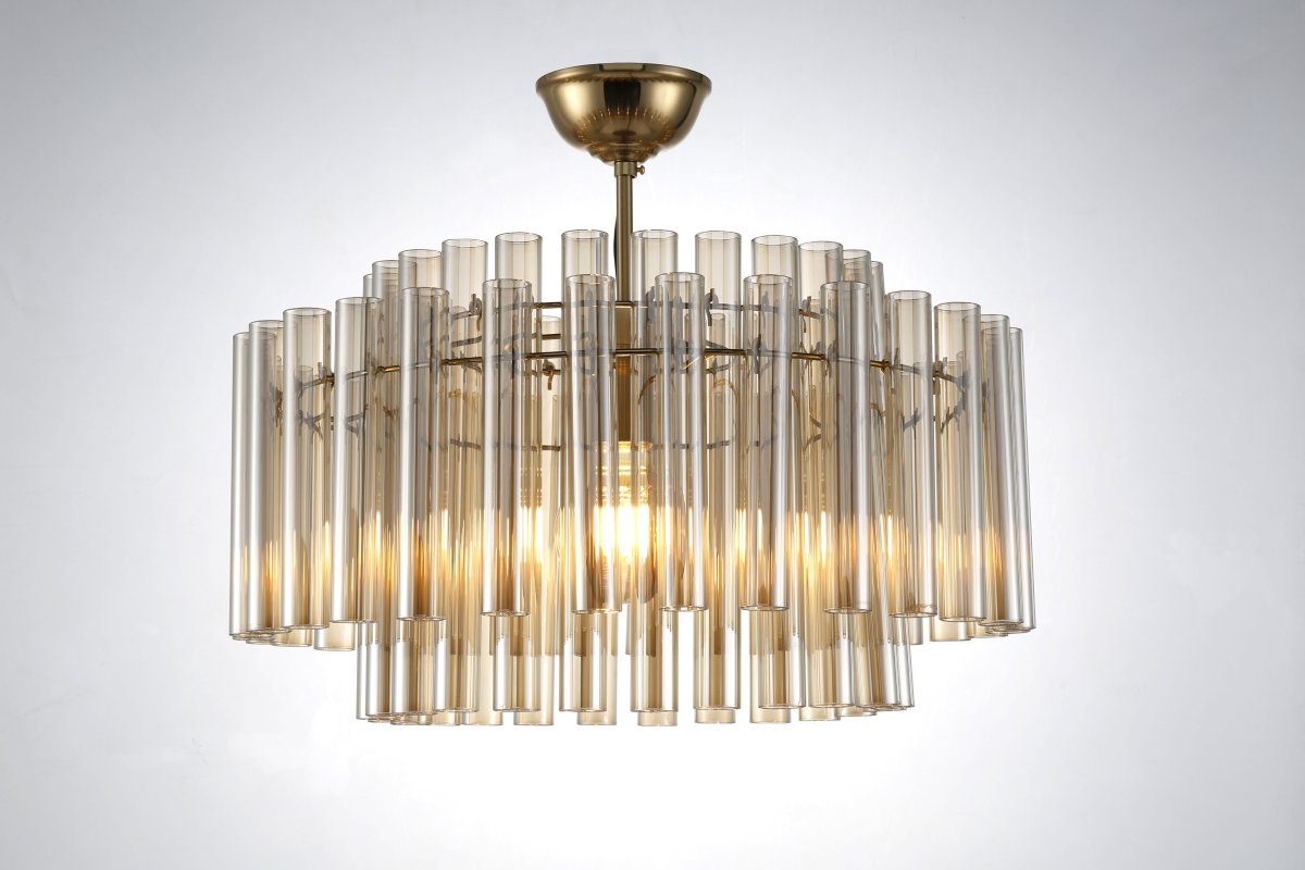 Lancaster Ø54 Latón/ámbar cristal De Lampan - Gracias a su forma decorativa, Lancaster se convierte en el centro de atenci&oacute;n de cualquier estancia y es perfecta para salones, comedores o pasillos donde se desee crear un ambiente acogedor y elegante.