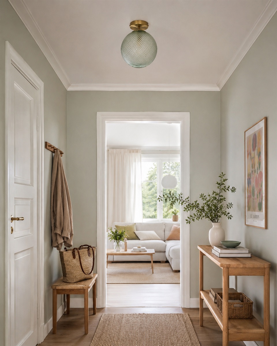 Korridor Ø25 Verde plafón De Lampan - Corridor es una elegante l&aacute;mpara de techo que combina materiales cl&aacute;sicos con un toque decorativo.