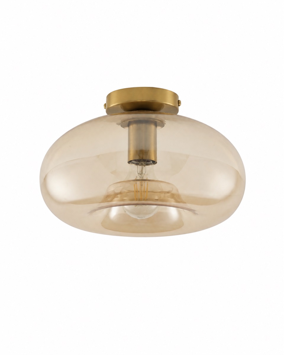 Munc Ø28 Ámbar plafón De Lampan - Munc es una elegante l&aacute;mpara de techo que combina vidrio y metal en un dise&ntilde;o suave y sofisticado.