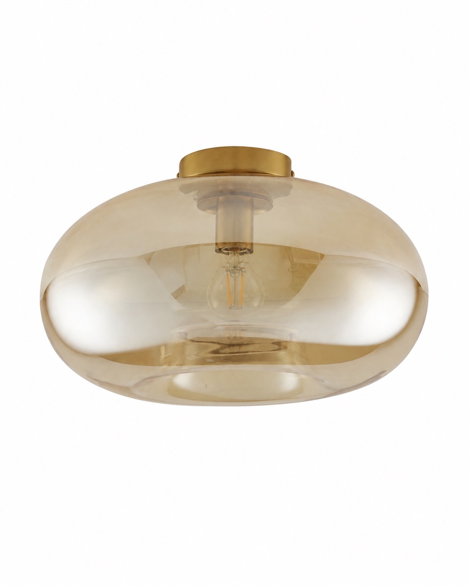 Munc Ø40 Ámbar plafón De Lampan - Munc es una elegante l&aacute;mpara de techo que combina vidrio y metal en un dise&ntilde;o suave y sofisticado.