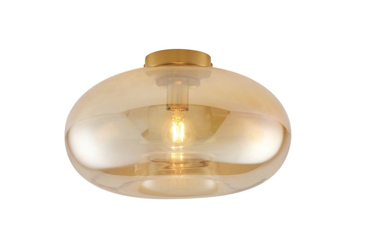 Munc Ø40 Ámbar plafón De Lampan - Munc es una elegante l&aacute;mpara de techo que combina vidrio y metal en un dise&ntilde;o suave y sofisticado.