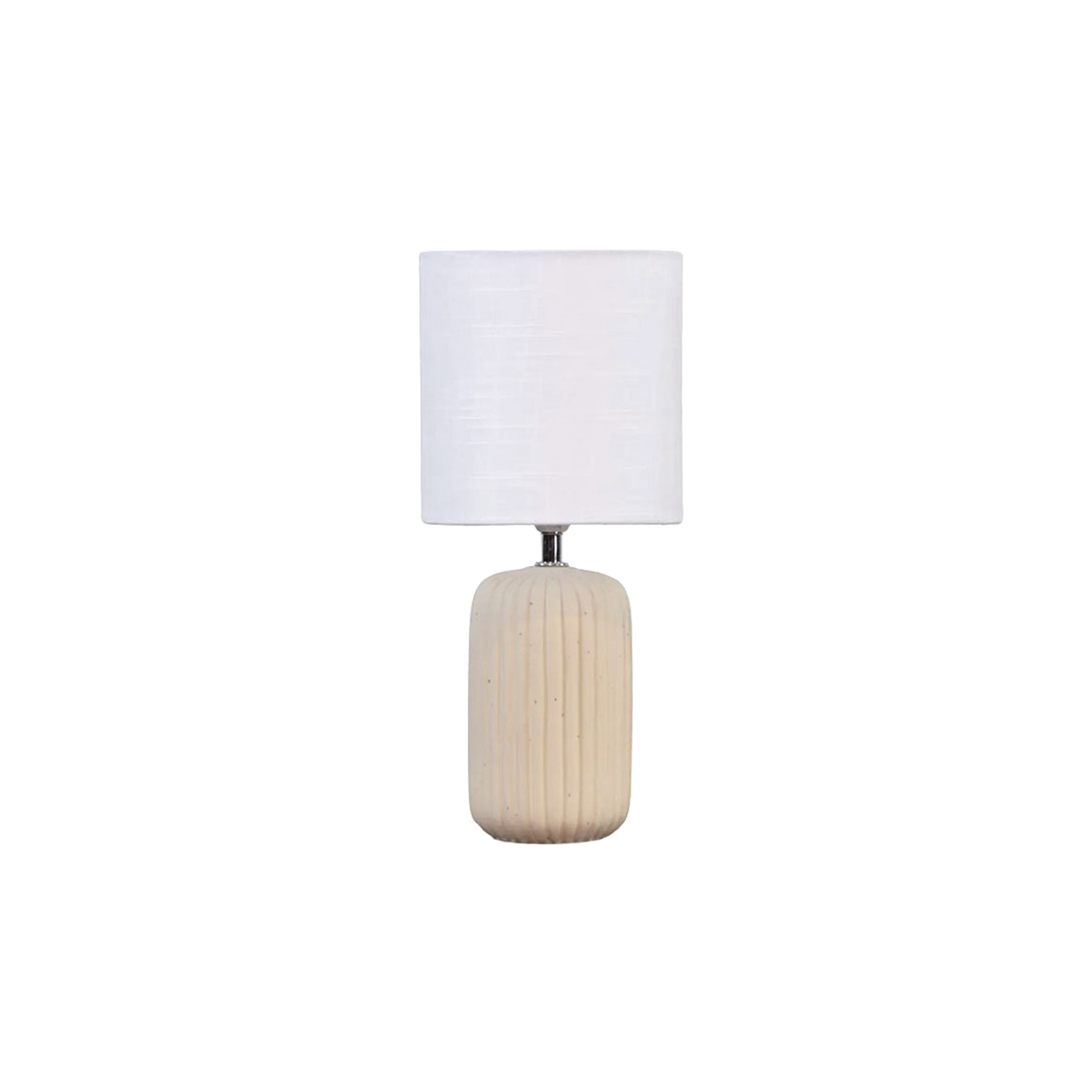 Palizzo 33cm Beige lámpara de mesa De Nordic Lighting - La l&aacute;mpara de mesa Palizzo presenta una base de cer&aacute;mica beige con elegantes nervaduras verticales y una pantalla de lino blanco.