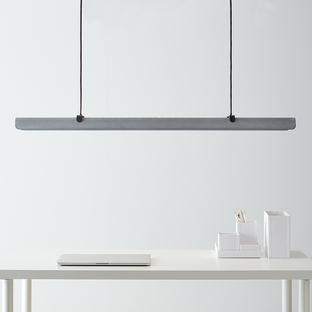 Fold Office 116cm Estructura de hormigón Lámpas de techo De Belid - La tecnología LED integrada proporciona una luz suave y agradable, perfecta para crear un ambiente atmosférico sobre la mesa del comedor o en el entorno de la oficina.