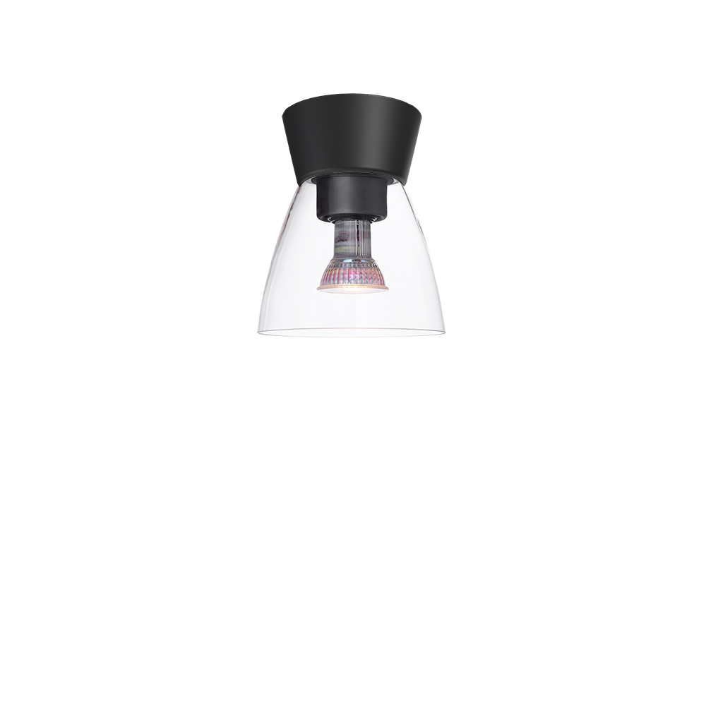 Bizzo Ø17 Negro mate/transparente plafón De Belid - La l&aacute;mpara de techo est&aacute; hecha de cristal transparente u opal.