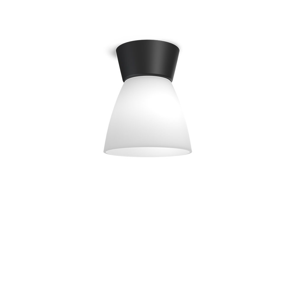 Bizzo Ø17 Negro mate/ópalo plafón De Belid - La l&aacute;mpara de techo est&aacute; hecha de cristal transparente u opal.