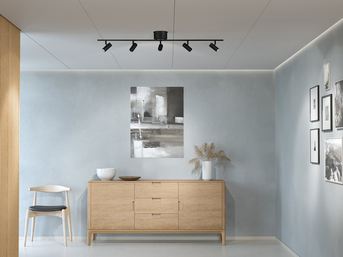 Cato 5 Negro mate foco de techo De Belid - La serie Cato incluye lámparas de pie, focos, sobremesas y apliques de pared.