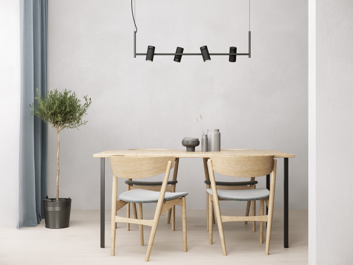 Holder 100cm Negro Lámpas de techo De Herstal - La familia Holder se caracteriza por la combinaci&oacute;n de metal y madera.