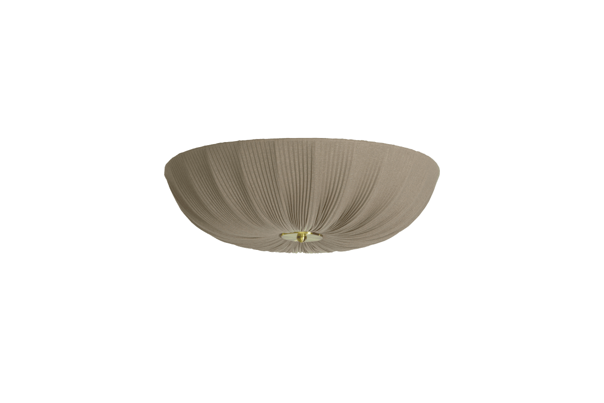 Lady Ø45 Gris plafón De Aneta Lighting - La combinaci&oacute;n del c&aacute;lido verde de la tela y los detalles de lat&oacute;n le confieren un estilo atemporal y sofisticado.