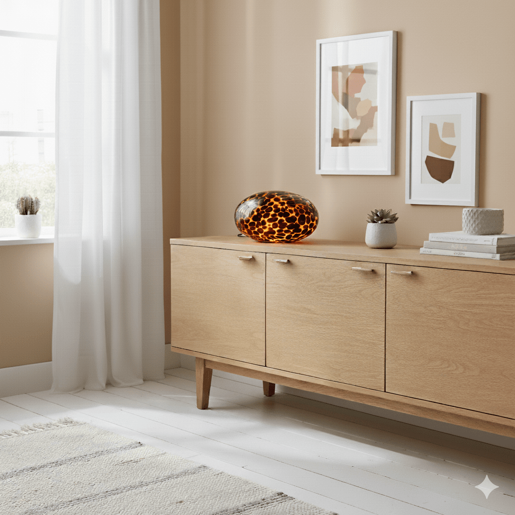 Perla 16cm Ámbar lámpara de mesa De Cottex - Perla es una elegante l&aacute;mpara de mesa de cristal en un c&aacute;lido tono marr&oacute;n/&aacute;mbar que crea una luz suave y acogedora.