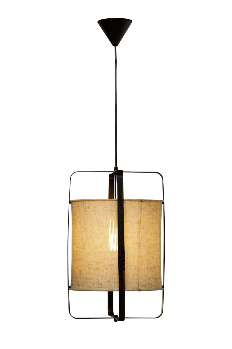 Ronda Ø30 Naturaleza Lámpas de techo De Aneta Lighting - Ronda es una moderna l&aacute;mpara de techo con estructura de metal y tejido efecto lino que crea un ambiente c&aacute;lido y acogedor.