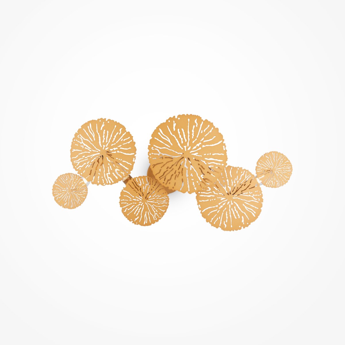 Lovetann 77cm Oro lámpara de pared De Maytoni - Los discos de metal con forma de encaje, que recuerdan a los dientes de león, crean un hermoso patrón de luz en la pared gracias a su diseño perforado.