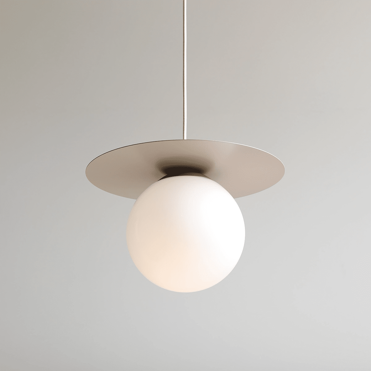 Loop Ø34 Beige Lámpas de techo De Artera - La cúpula redonda de cristal opalino tiene un diámetro de 20 cm y garantiza una hermosa distribución de la luz en la habitación.