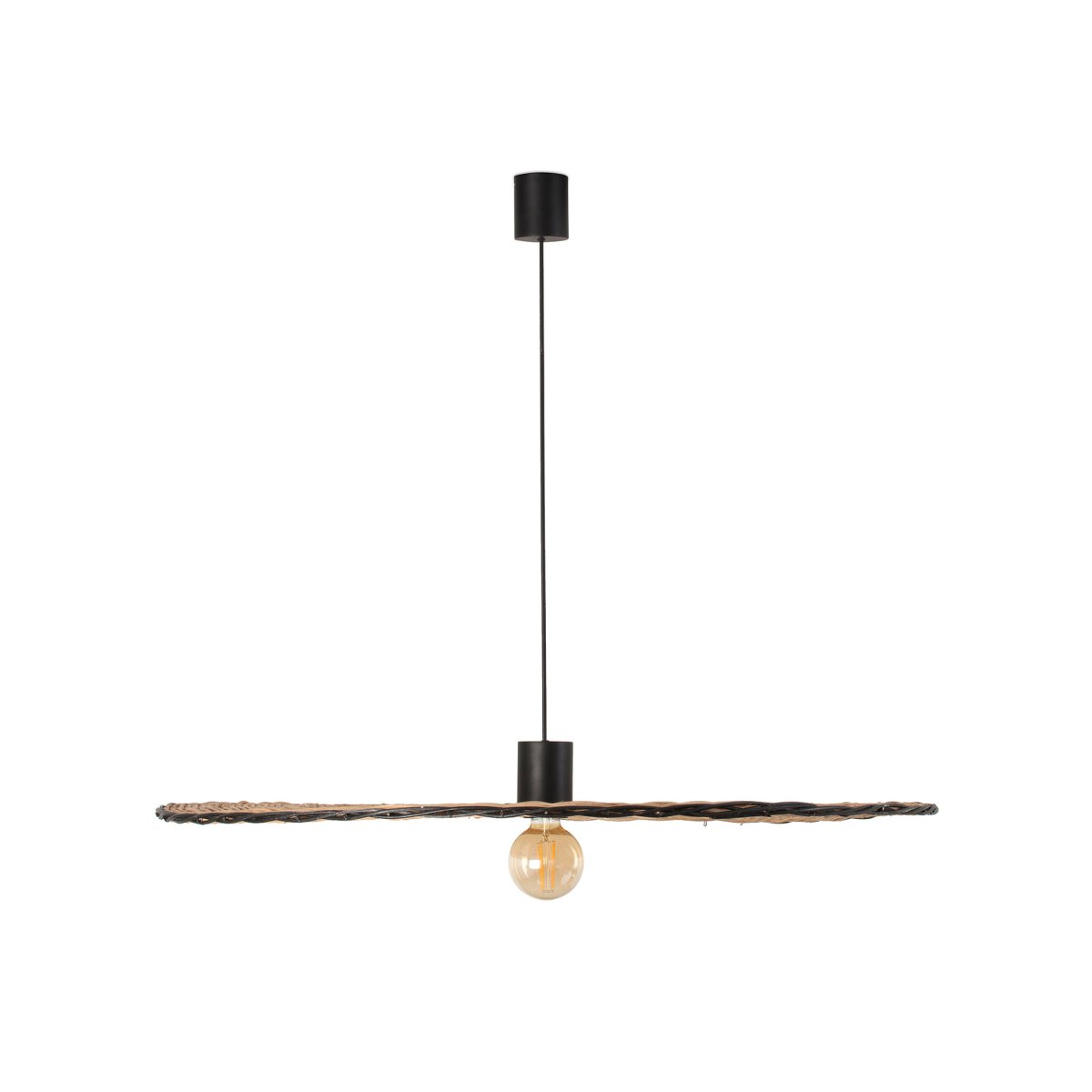 Costas Ø100 Naturaleza Lámpas de techo De Faro Barcelona - Con su pantalla hecha de hermoso rat&aacute;n y una fuente de luz visible, el dise&ntilde;o combina una expresi&oacute;n minimalista con una sensaci&oacute;n c&aacute;lida de inspiraci&oacute;n mediterr&aacute;nea.