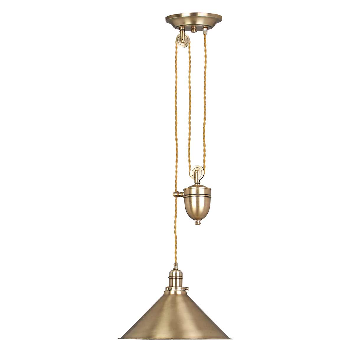 Provence Ø37 Latón antiguo Lámpas de techo De Elstead Lighting - La lámpara de techo Provence con función de elevación en latón antiguo está inspirada en los estilos de diseño francés de mediados del siglo XX.