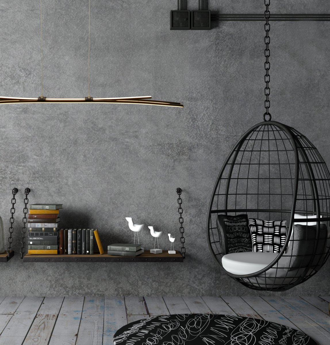 Svala 114cm Negro Lámpas de techo De Aneta Lighting - Aluminio y LED de 30W, la fuente de luz es integrada y regulable.