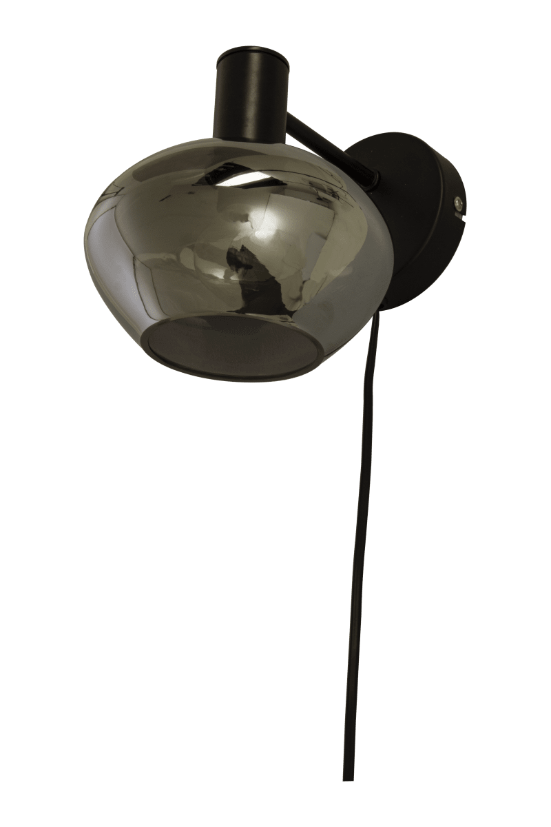 Bell Ø15 Gris humo lámpara de pared De Aneta Lighting - La lámpara de pared Bell destaca por su elegante combinación de cristal negro y ahumado.