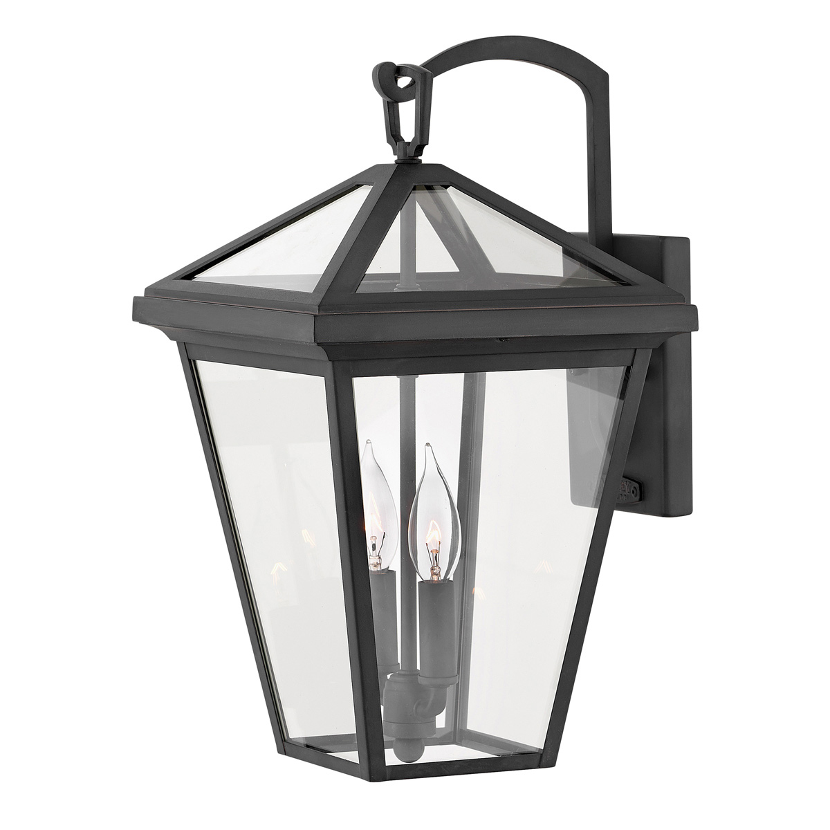 Alford Place 46cm Negro lámpara de exterior De Elstead Lighting - Den svarta ramen i aluminium och de klara glaspartierna skapar en lyxig och stilfull look som lyfter din entr&eacute;, uteplats eller fasad.