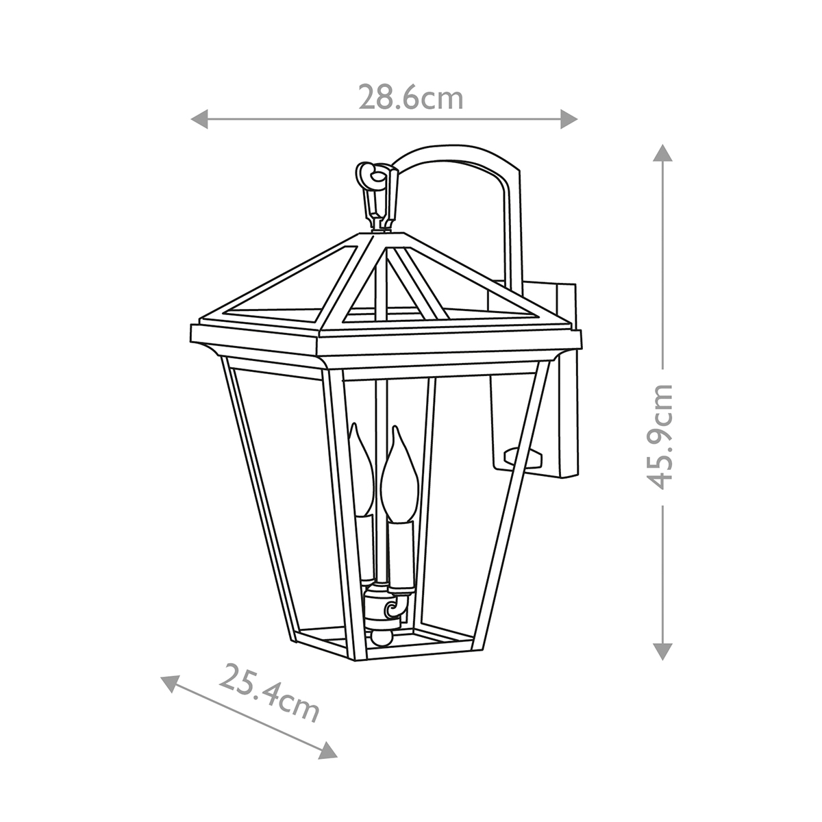 Alford Place 46cm Negro lámpara de exterior De Elstead Lighting - Den svarta ramen i aluminium och de klara glaspartierna skapar en lyxig och stilfull look som lyfter din entr&eacute;, uteplats eller fasad.