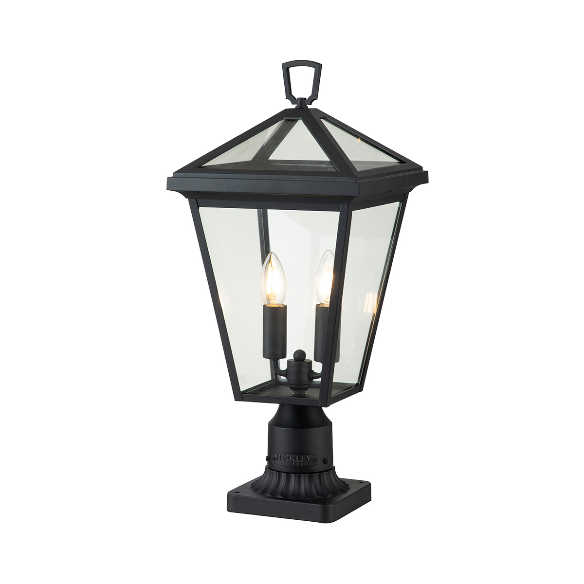Alford Place 50cm Negro De Elstead Lighting - El resistente marco de aluminio negro y las secciones de vidrio transparente brindan una apariencia sofisticada y distribuyen la luz de manera uniforme y hermosa.