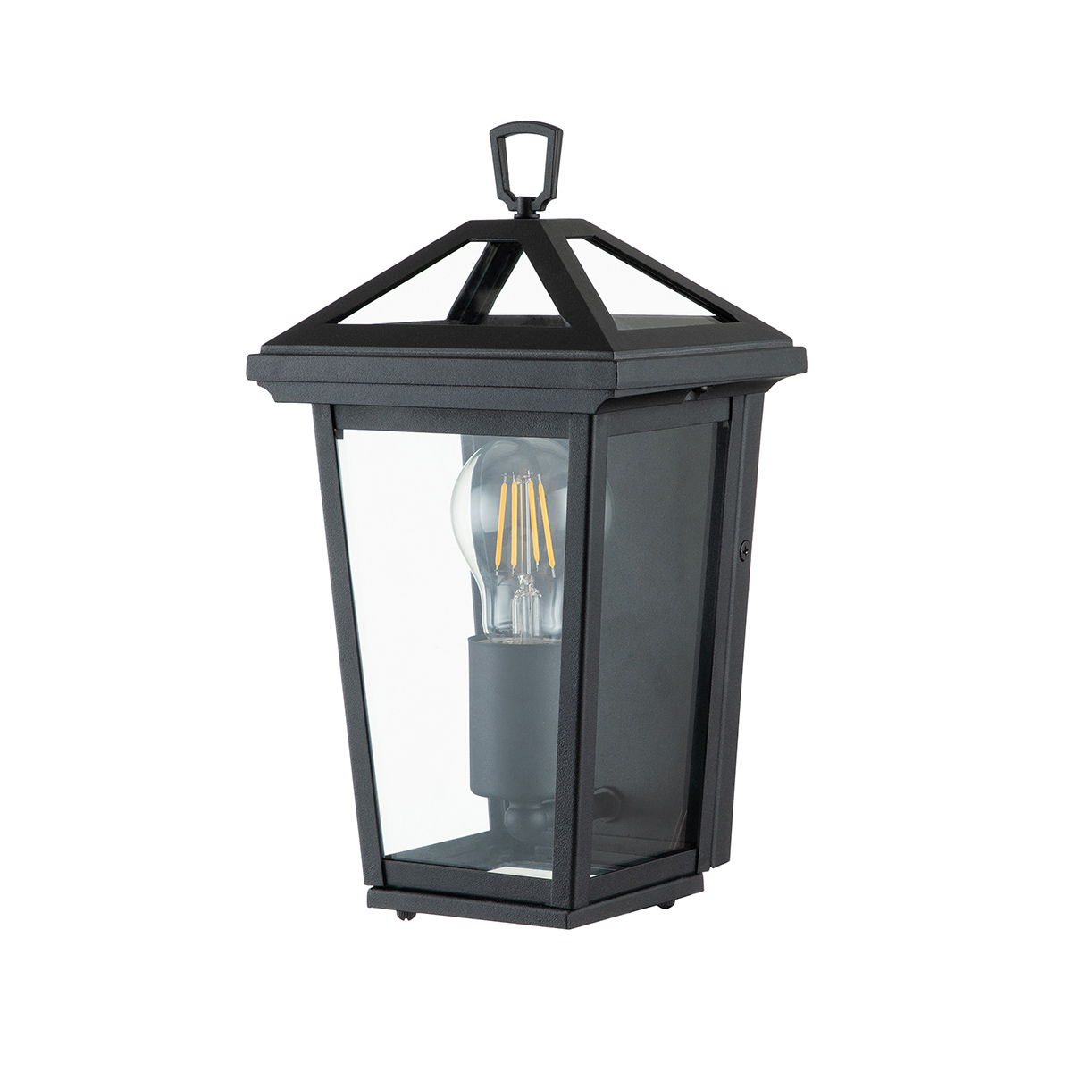 Alford Place 30cm Negro lámpara de exterior De Elstead Lighting - Den svarta ramen i aluminium och de klara glaspartierna skapar en lyxig och stilfull look som lyfter din entr&eacute;, uteplats eller fasad.