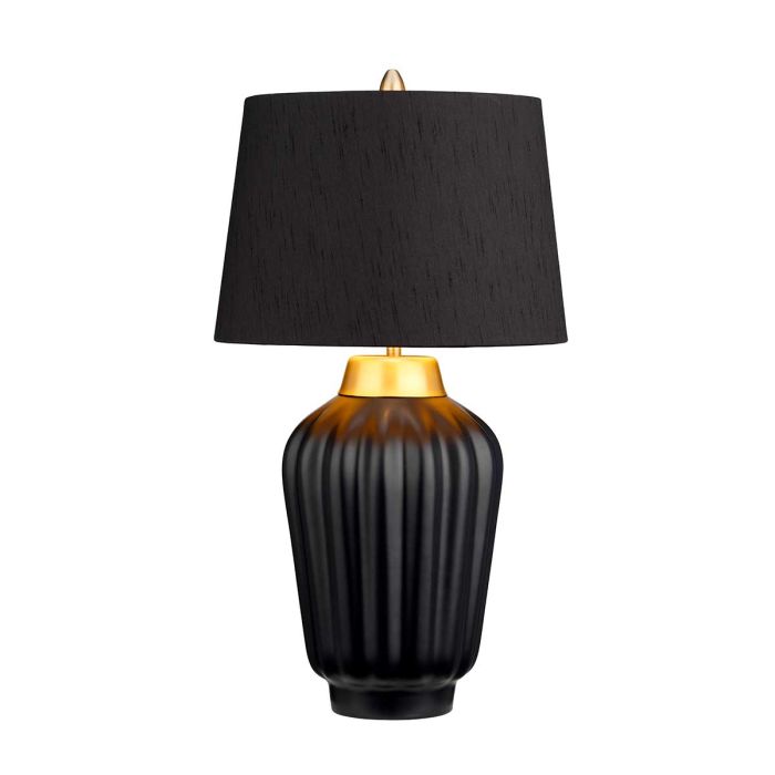 Bexley 56cm Negro lámpara de mesa De Elstead Lighting - Den levereras med en avsmalnande lampsk&auml;rm i svart konstsilke med en m&auml;ssingf&auml;rgad insida, handgjord i Storbritannien.