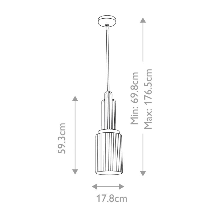 Kimrose Ø18 Latón cepillado Lámpas de techo De Elstead Lighting - La pantalla de vidrio cilíndrica es transparente y presenta ranuras verticales que crean un efecto de iluminación único y sutil.