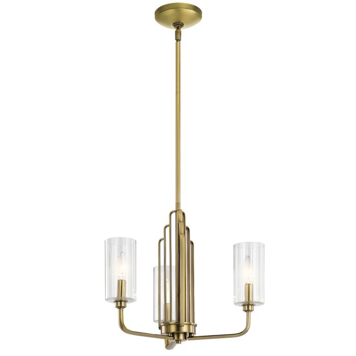 Kimrose Ø45 Latón cepillado Lámpas de techo De Elstead Lighting - Las pantallas de vidrio cilíndricas son transparentes y presentan ranuras verticales, creando un efecto de iluminación único y sutil.
