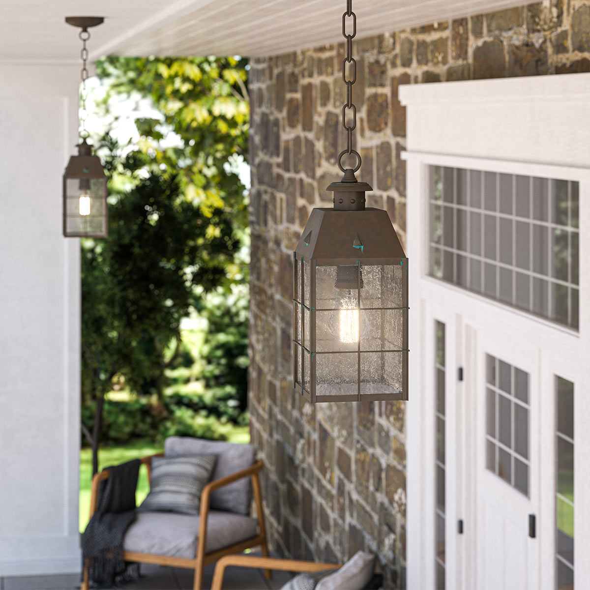 Nantucket 36cm Latón antiguo De Elstead Lighting - Tillverkad av massiv m&auml;ssing och glas, erbjuder den en robust och elegant konstruktion som &aring;ldras vackert &ouml;ver tid.