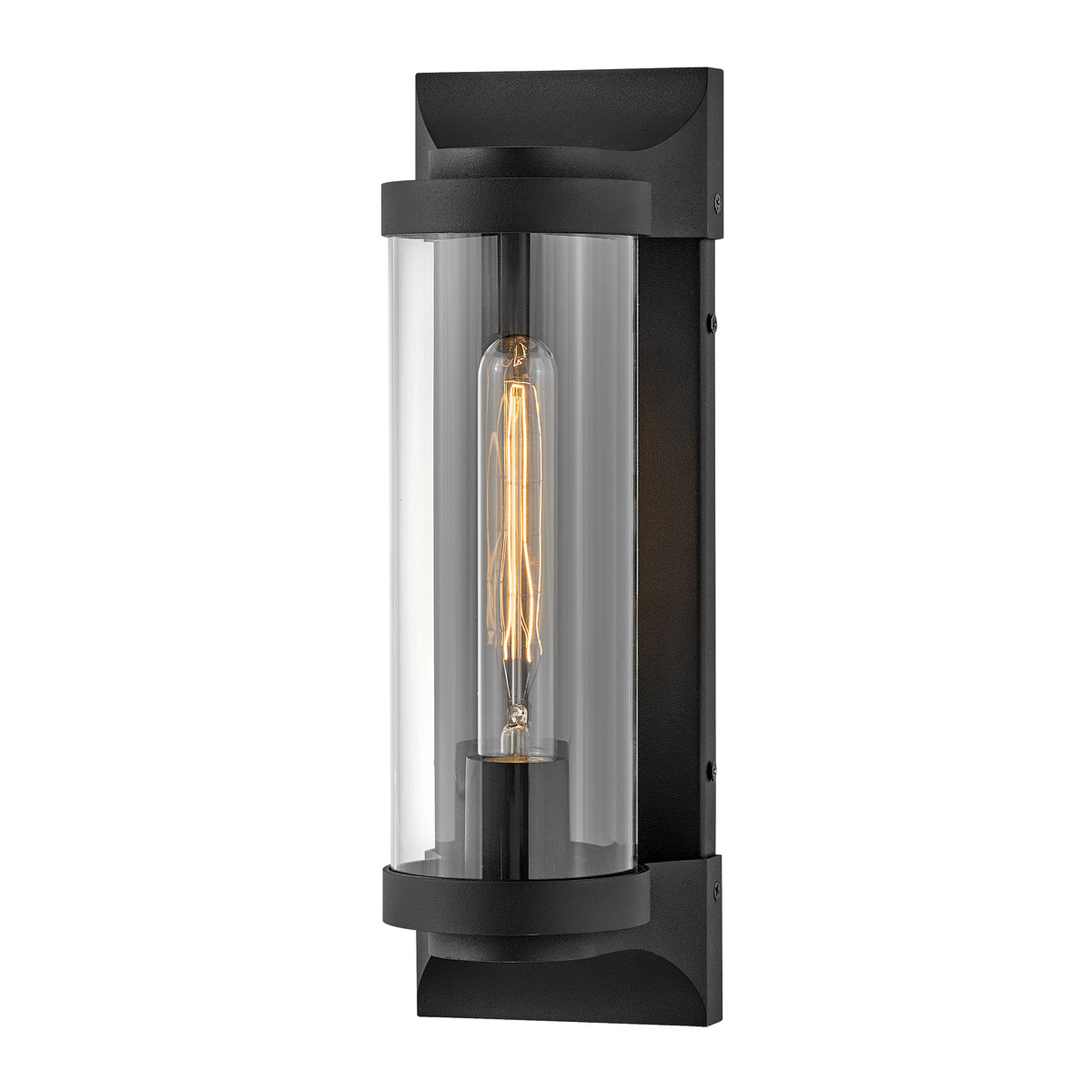 Pearson Negro lámpara de exterior De Elstead Lighting - Tillverkad av aluminium, m&auml;ssing och glas, erbjuder den en robust och h&ouml;gkvalitativ konstruktion med en vacker texturerad svart finish.