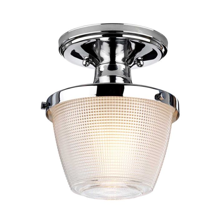 Dublin Ø18 Cromo pulido lámpara de baño De Elstead Lighting - La elegante l&aacute;mpara de techo para ba&ntilde;o Dublin impresiona con su decorativa pantalla de vidrio esmerilado y su atractiva textura.