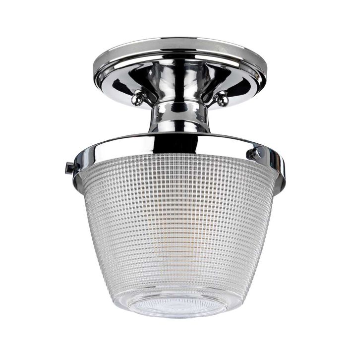 Dublin Ø18 Cromo pulido lámpara de baño De Elstead Lighting - La elegante l&aacute;mpara de techo para ba&ntilde;o Dublin impresiona con su decorativa pantalla de vidrio esmerilado y su atractiva textura.