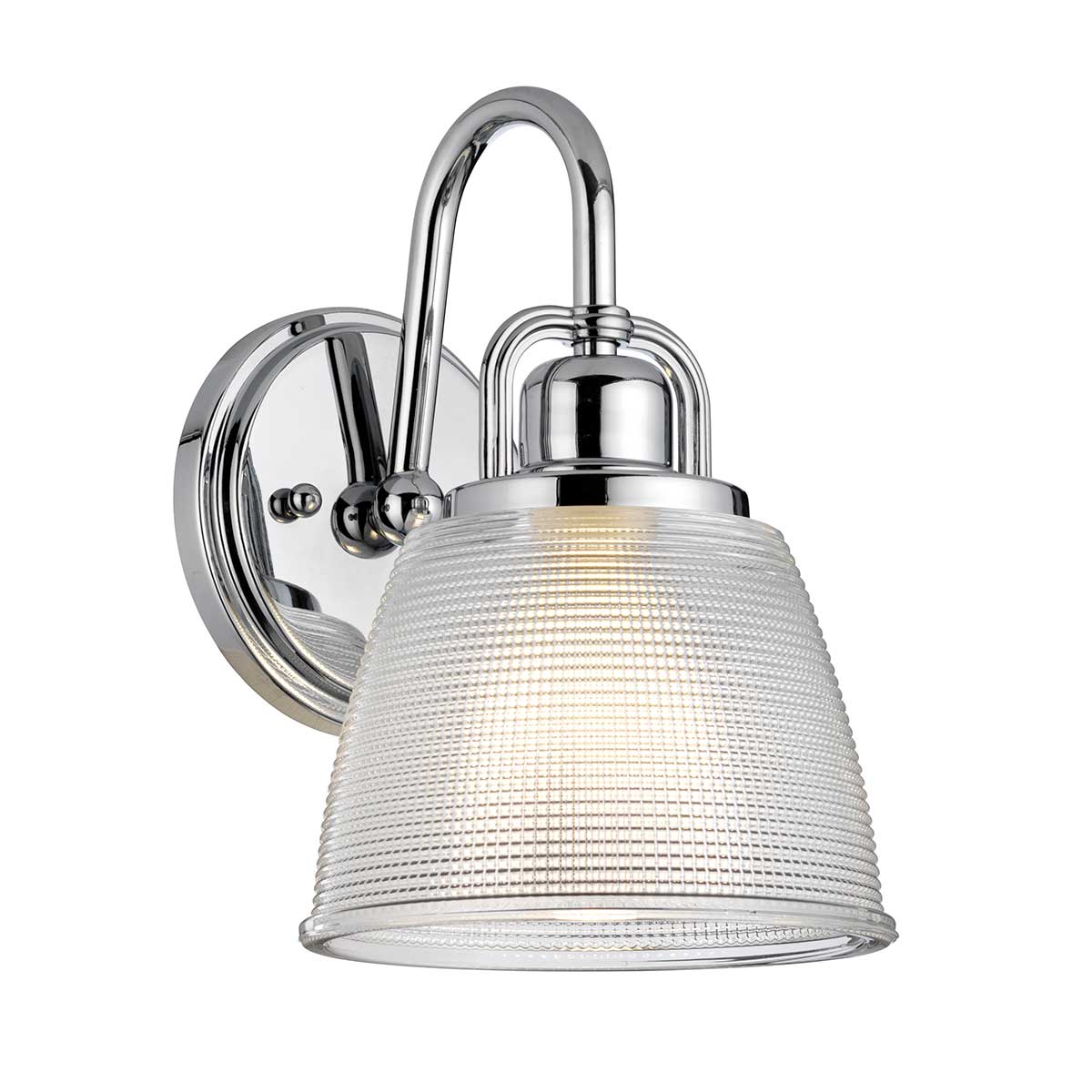 Dublin Ø20 Cromo pulido lámpara de baño De Elstead Lighting - La lámpara de pared Dublin es una elegante lámpara de baño con una pantalla de vidrio prensado detallada y un diseño texturizado.