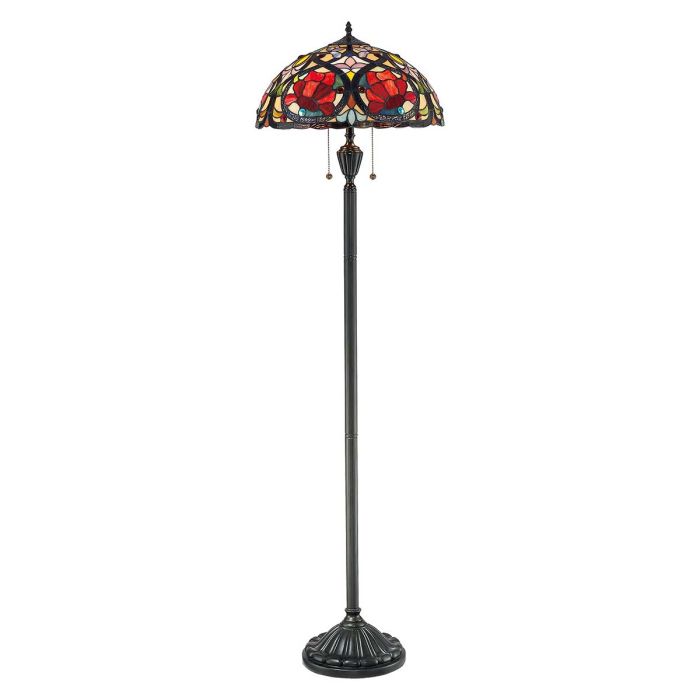 Larissa Multicolor De Elstead Lighting - La base de la l&aacute;mpara a juego con su acabado en bronce vintage complementa el dise&ntilde;o y subraya su expresi&oacute;n atemporal y sofisticada.