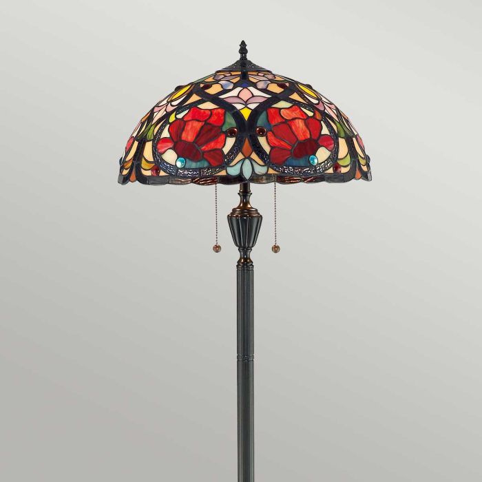 Larissa Multicolor De Elstead Lighting - La base de la l&aacute;mpara a juego con su acabado en bronce vintage complementa el dise&ntilde;o y subraya su expresi&oacute;n atemporal y sofisticada.