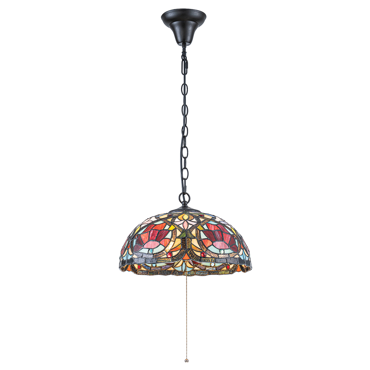 Larissa Ø38 Multicolor De Elstead Lighting - Larissa es una l&aacute;mpara colgante decorativa de estilo cl&aacute;sico Tiffany, elaborada en acero con un precioso acabado en bronce vintage.