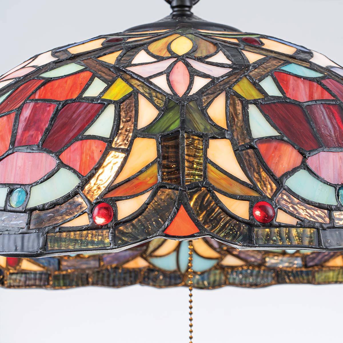 Larissa Ø38 Multicolor De Elstead Lighting - Larissa es una l&aacute;mpara colgante decorativa de estilo cl&aacute;sico Tiffany, elaborada en acero con un precioso acabado en bronce vintage.