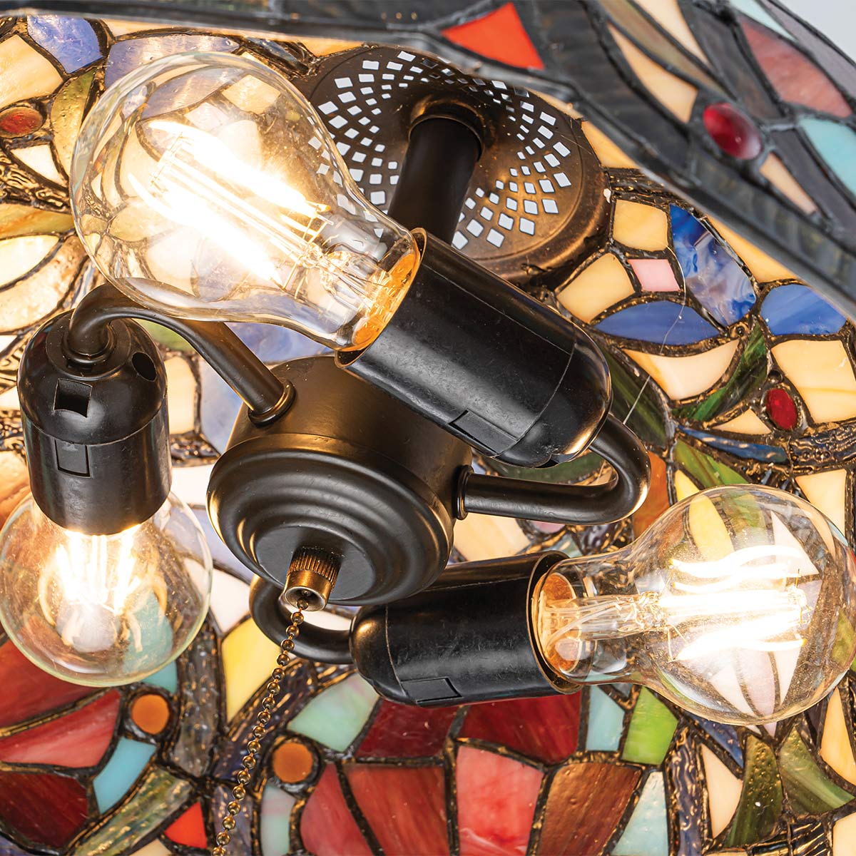 Larissa Ø38 Multicolor De Elstead Lighting - Larissa es una l&aacute;mpara colgante decorativa de estilo cl&aacute;sico Tiffany, elaborada en acero con un precioso acabado en bronce vintage.
