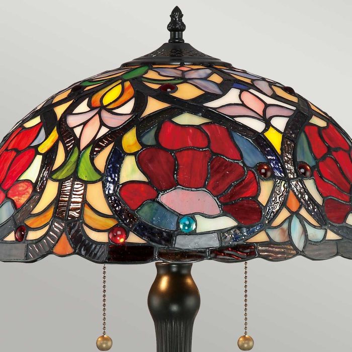 Larissa 58cm Multicolor De Elstead Lighting - La base de la lámpara a juego con su acabado en bronce vintage complementa el diseño y subraya su expresión atemporal y sofisticada.