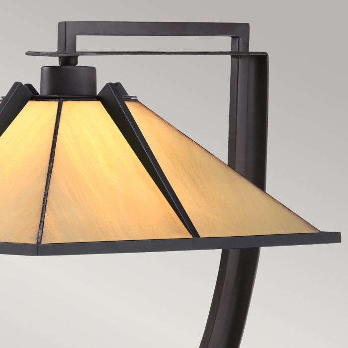 Pomeroy 55cm Bronce/amarillo De Elstead Lighting - Con su diseño colgante, la pantalla amarilla suave parece flotar en el centro de la base de la lámpara, que tiene un elegante acabado de bronce.