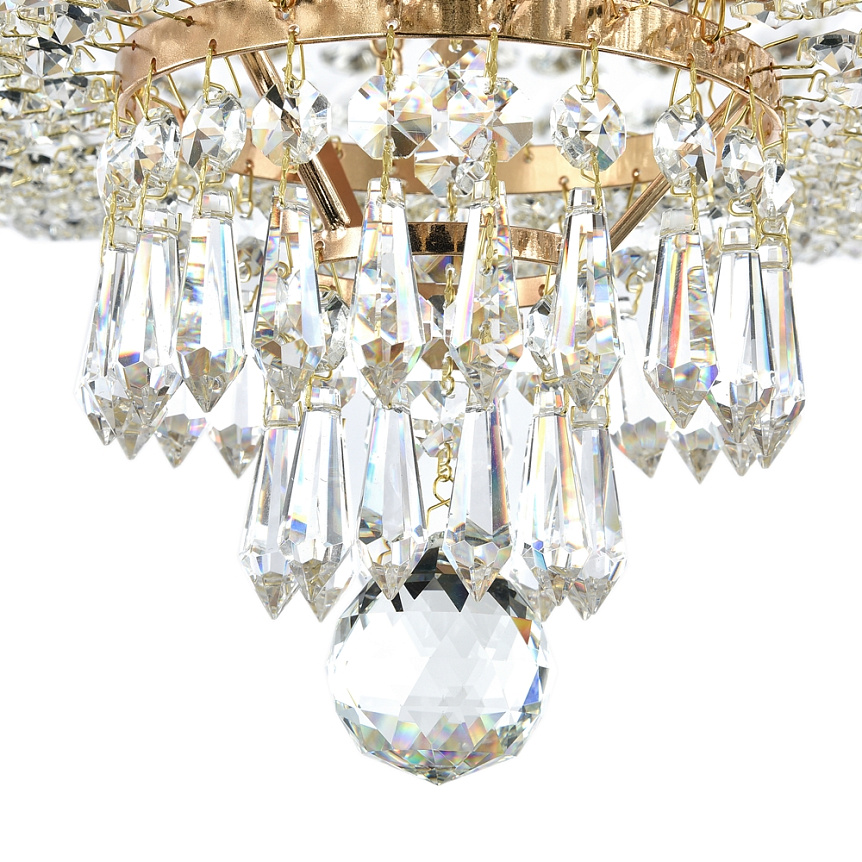 Palace Ø40 Oro antiguo cristal De Maytoni - Palace es una elegante l&aacute;mpara de techo de cristal realizada en metal con un noble acabado en oro antiguo.