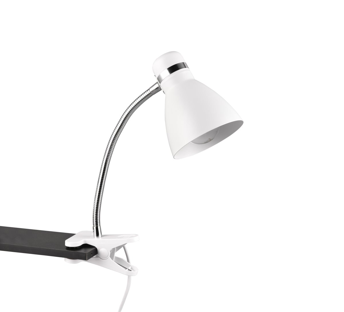Harvey Blanco lámpara de pinza De Trio Lighting - El diseño purista de la lámpara también garantiza una dirección de la luz flexible y precisa.