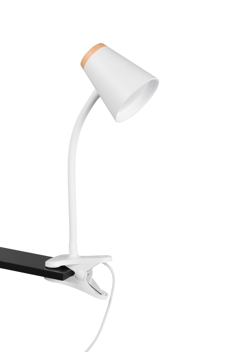 Pongo Blanco lámpara de pinza De Trio Lighting - Pongo incorpora un LED y proporciona una luz blanca c&aacute;lida y brillante, ideal como l&aacute;mpara de trabajo o de lectura.