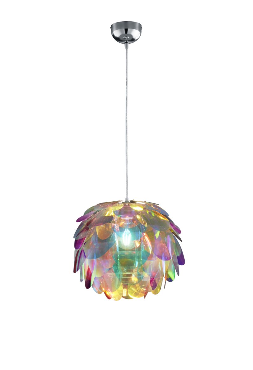Clover Ø40 Multicolor Lámpas de techo De Trio Lighting - La l&aacute;mpara tiene hojas de pl&aacute;stico en los colores del arco iris (violeta, rojo, verde, azul y amarillo) y crea una atm&oacute;sfera alegre.