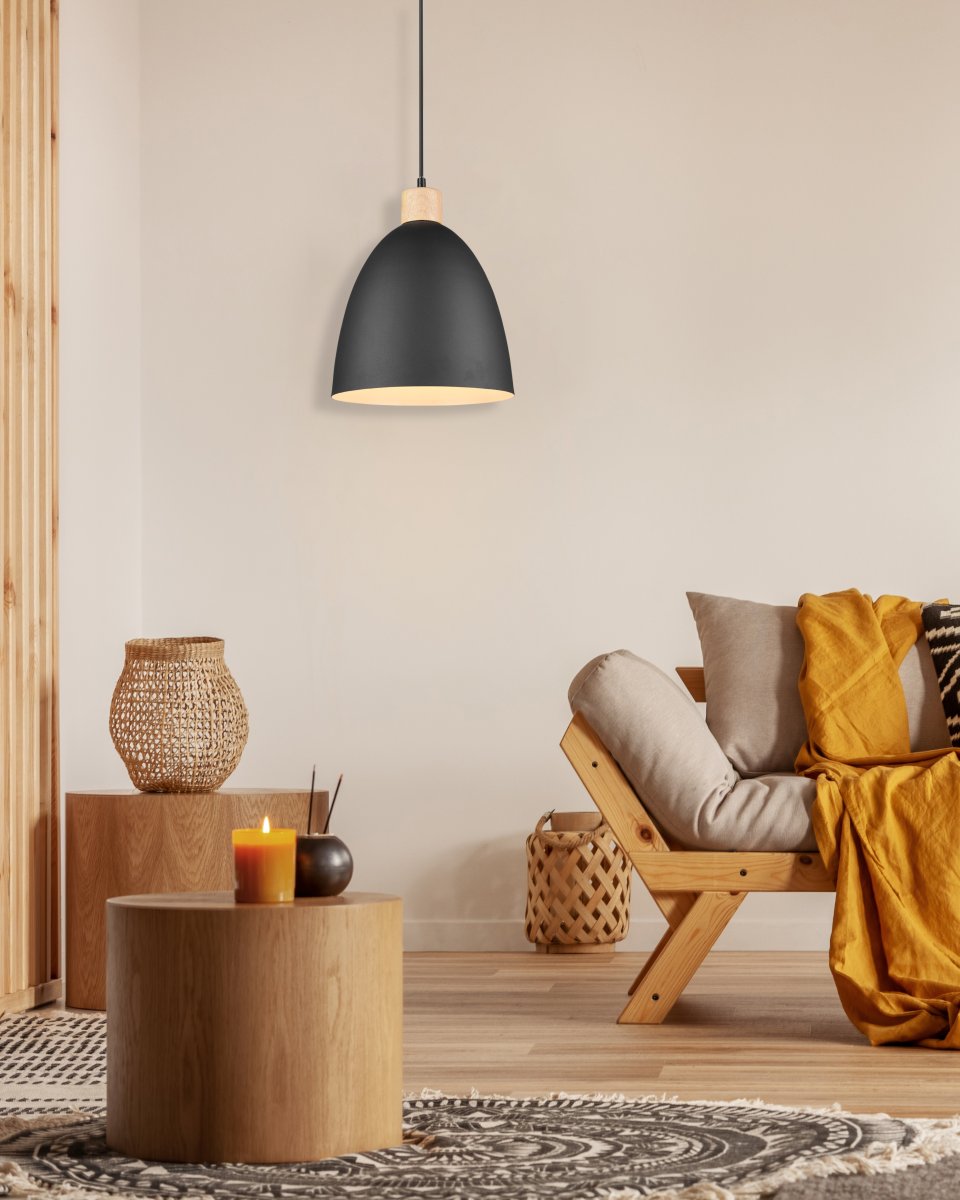 Jagger Ø25 Negro Lámpas de techo De Trio Lighting - Esta lámpara de inspiración vintage se convertirá en el centro de atención de la sala de estar, transformándola en un refugio moderno y acogedor.