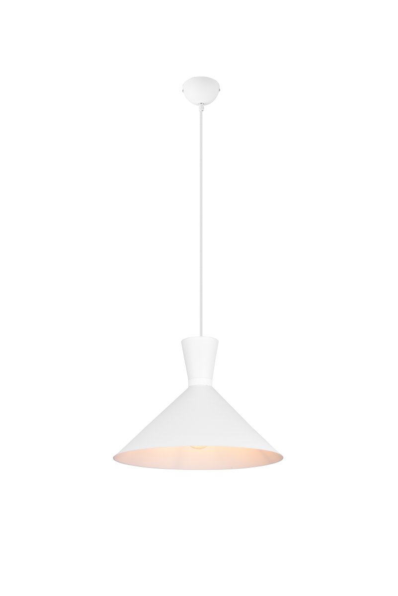 Enzo Ø35 Blanco Lámpas de techo De Trio Lighting - Su forma redonda lo hace ideal para colgarlo sobre una mesa de comedor redonda o, colgando varios en fila, sobre una mesa de comedor oblonga o una encimera de cocina.