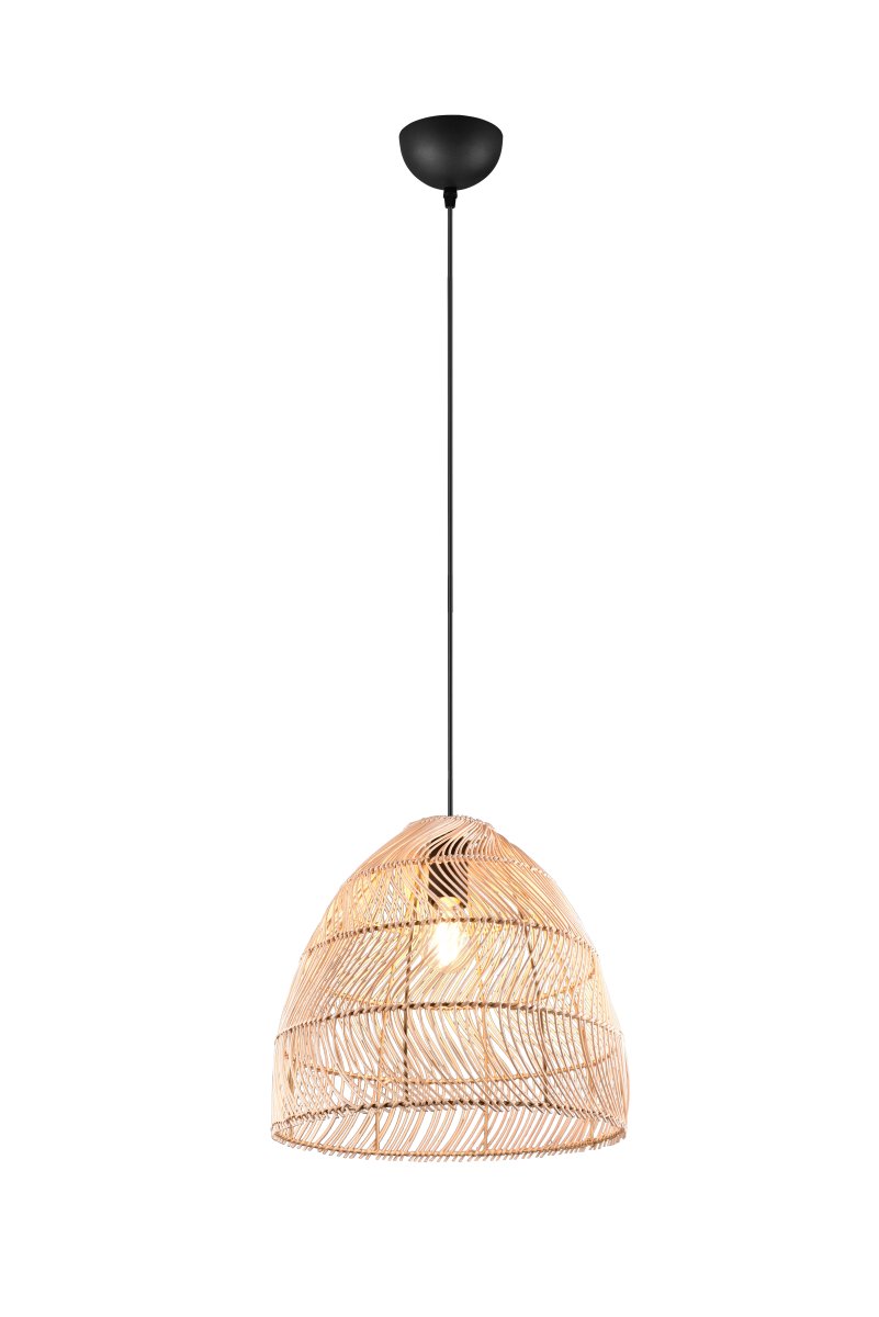 Rike Ø35 Naturaleza Lámpas de techo De Trio Lighting - El diseño moderno de ratán natural convierte esta lámpara en un punto de atracción en el salón y se integra armoniosamente en diferentes estilos de interior.