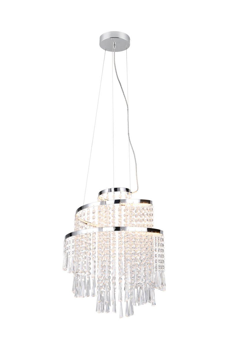 Pomp Ø38 Cromo Lámpas de techo De Trio Lighting - El dise&ntilde;o de la l&aacute;mpara se caracteriza por el metal de color cromado, mientras que las piedras acr&iacute;licas transparentes proporcionan un estilo glamoroso que brilla intensamente bajo la luz.